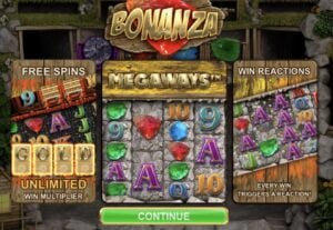 Big Time Gaming Slots | The Origin Of The Megaways 126 image showing the loading screen for the Big Time Gaming slot Bonanza Megaways