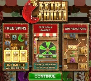 Big Time Gaming Slots | The Origin Of The Megaways 130 Image showing the loading screen for Big Time Gaming slot Extra Chilli Megaways