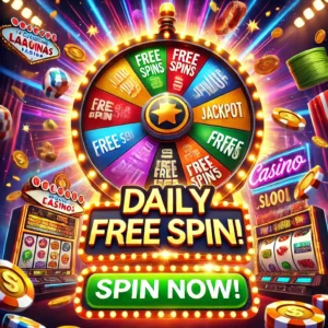 Free spins daily feature image of a prize wheel for free spins