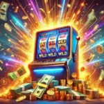 Sticky wild slots featured image of a slot machine wild win, cash and coins